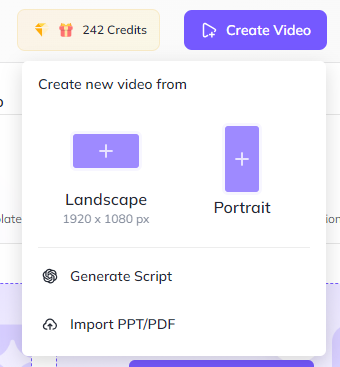 Navigate to create video