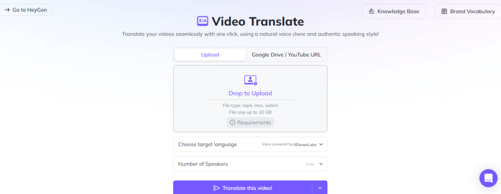 Video translation feature. 