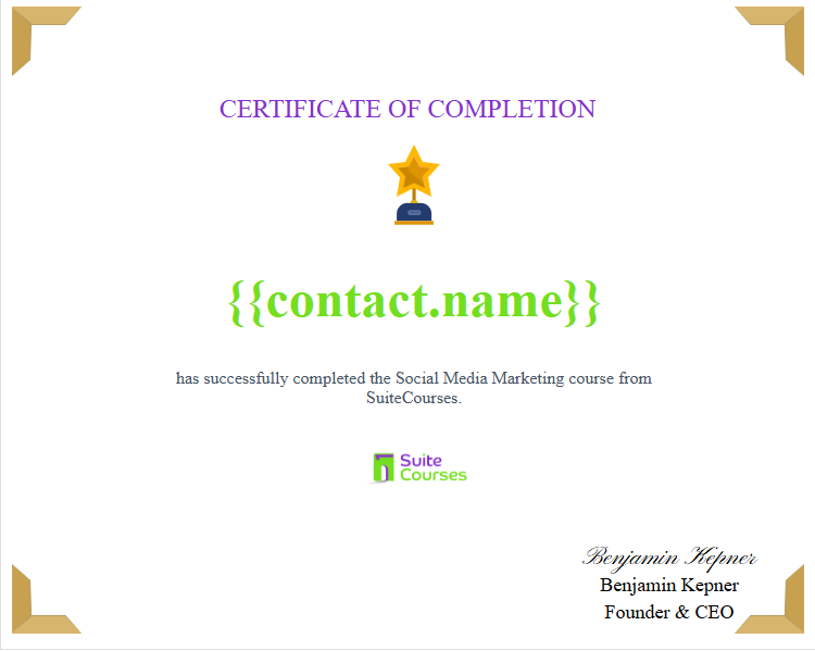 SMM Course Completion Certificate