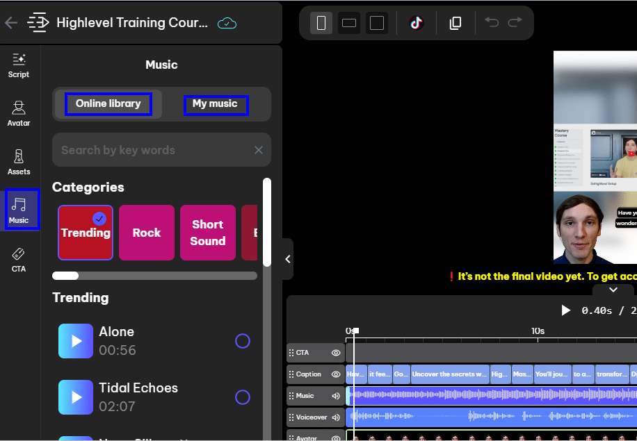 Add background music to your video.